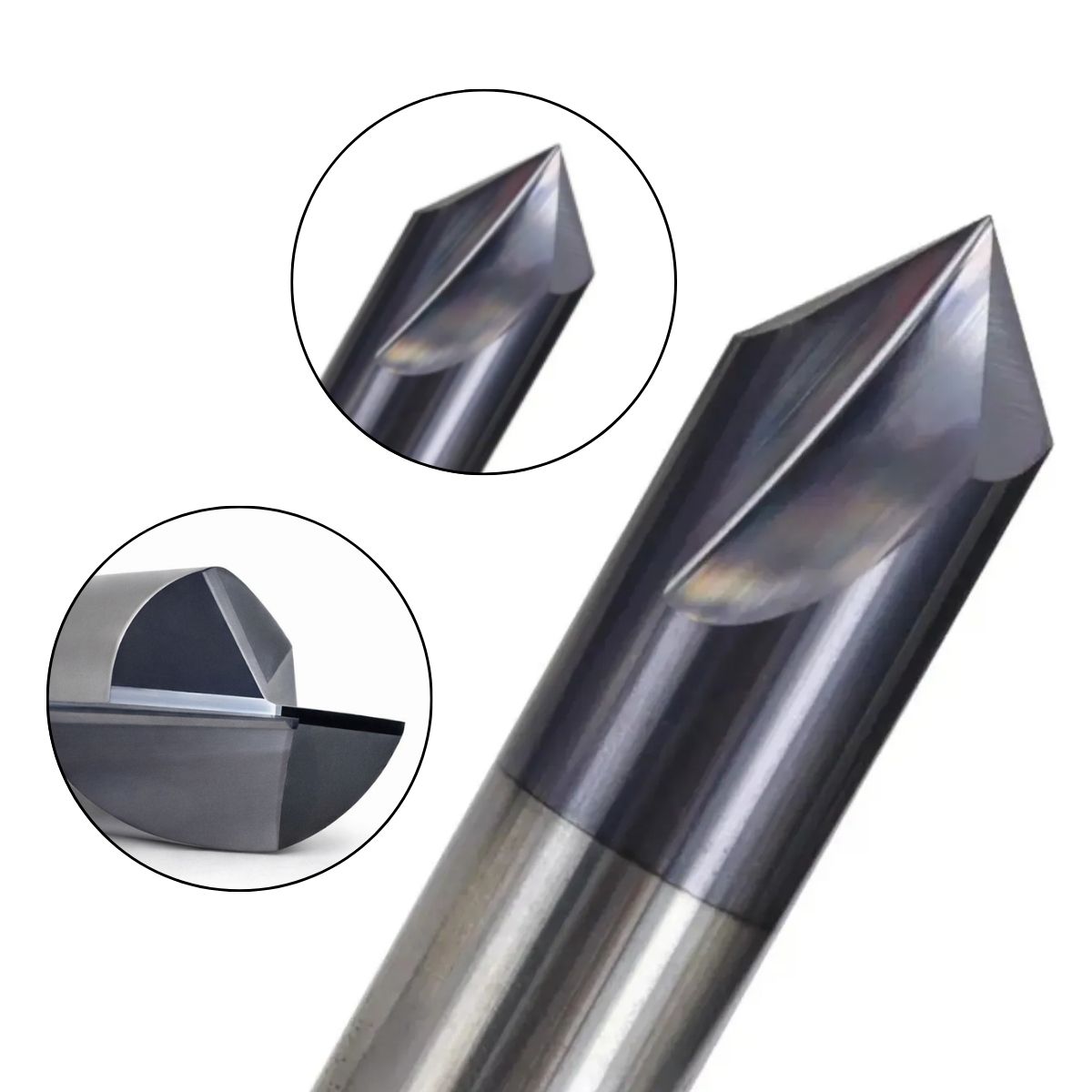 Fresa De Chanfro 4.0mm X 45° Ponta V 90° Em Metal Duro