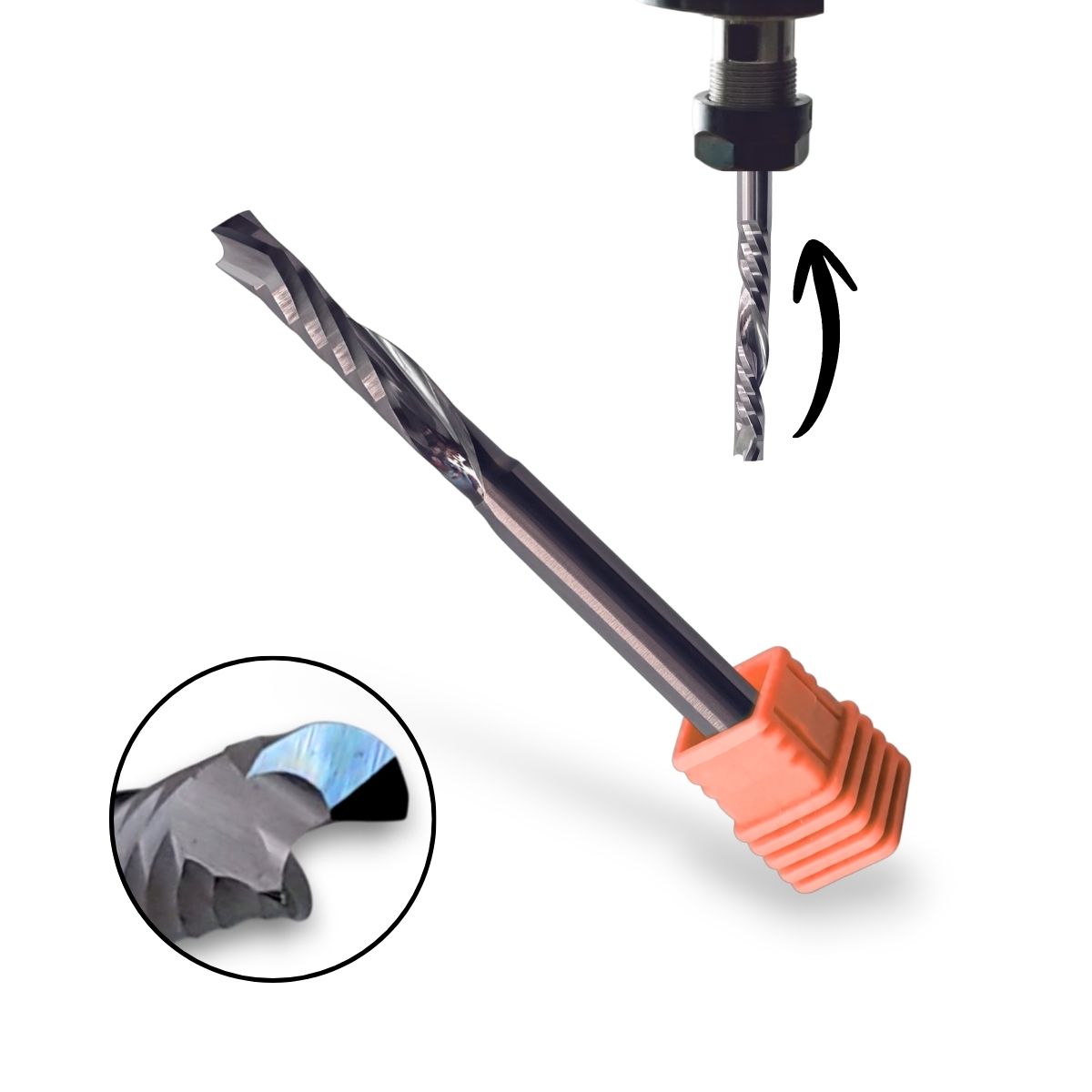 Fresa de Compressão Up-Cut 4.0mm x 22mm Metal Duro Router CNC