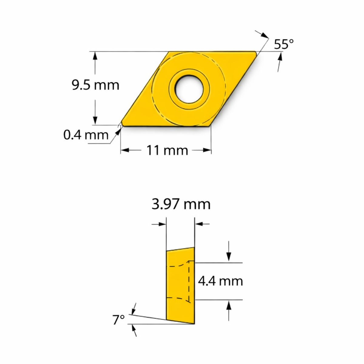 Pastilha Inserto Dc11 Dcmt11 Vídia P/ Usinagem Fresa Torno
