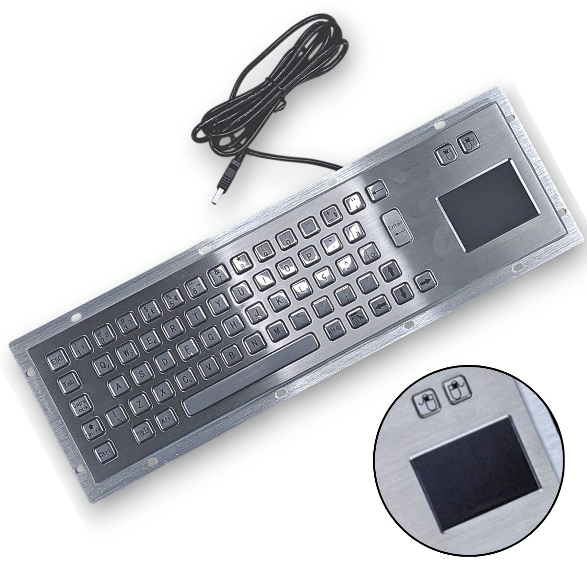 Teclado Industrial Metálico Em Aço Inox 304 Ip65 Touchpad Cinza Português Brasil