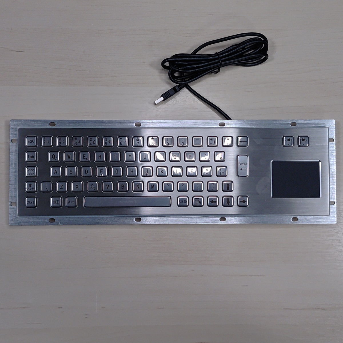 Teclado Industrial Metálico Em Aço Inox 304 Ip65 Touchpad Cinza Português Brasil