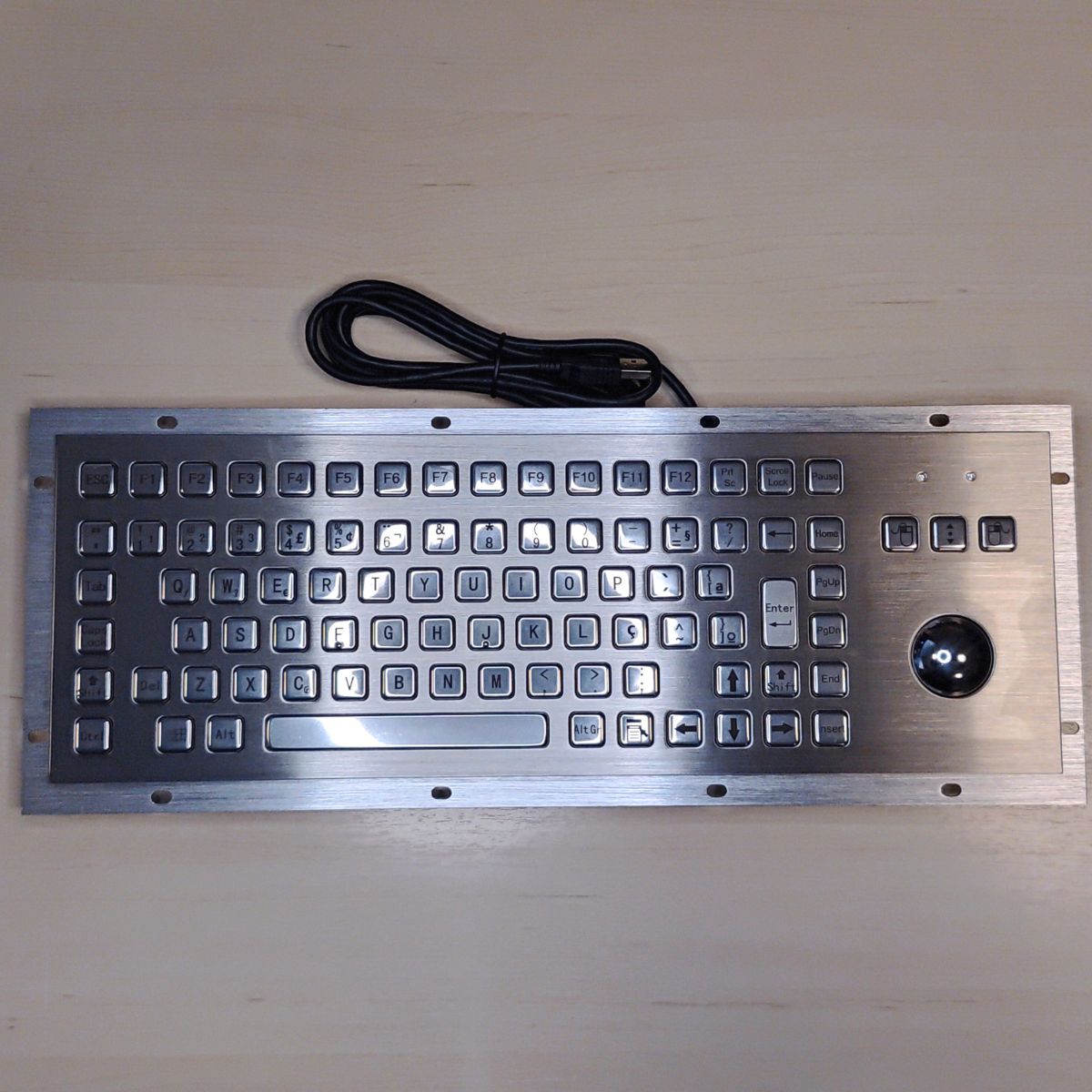 Teclado Industrial Aço Inox 304 Com F1 F12 Ip65 Trackball